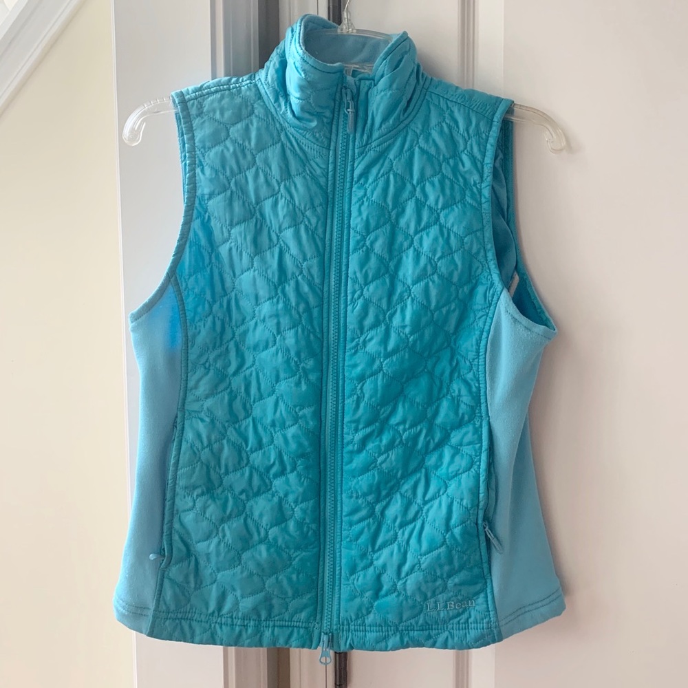 L.L Bean quilted blue zip up vest pockets small